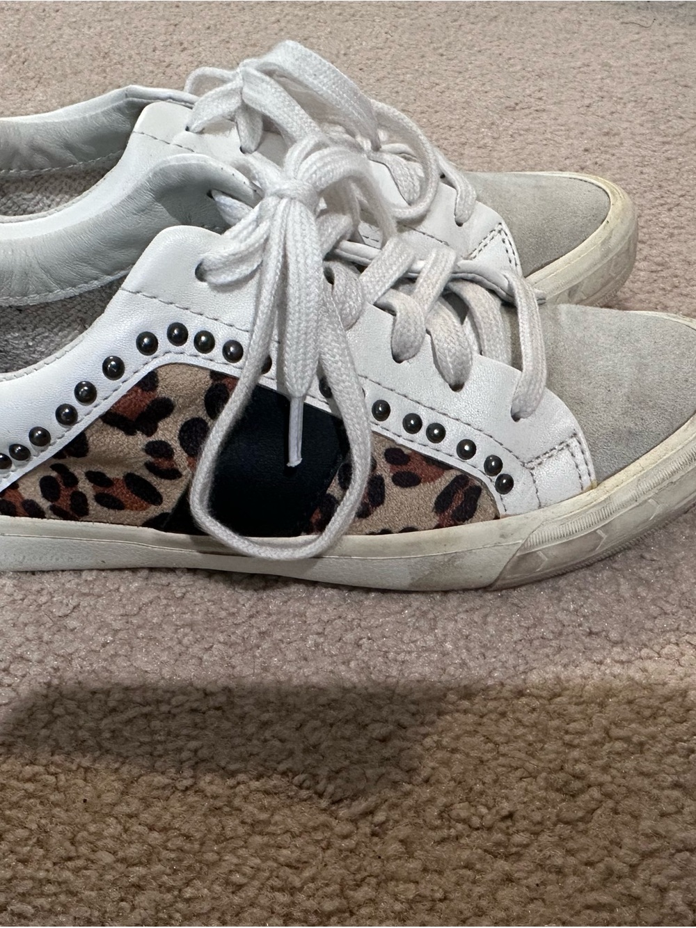 Vintage Havana White Sneakers with Leopard Panels